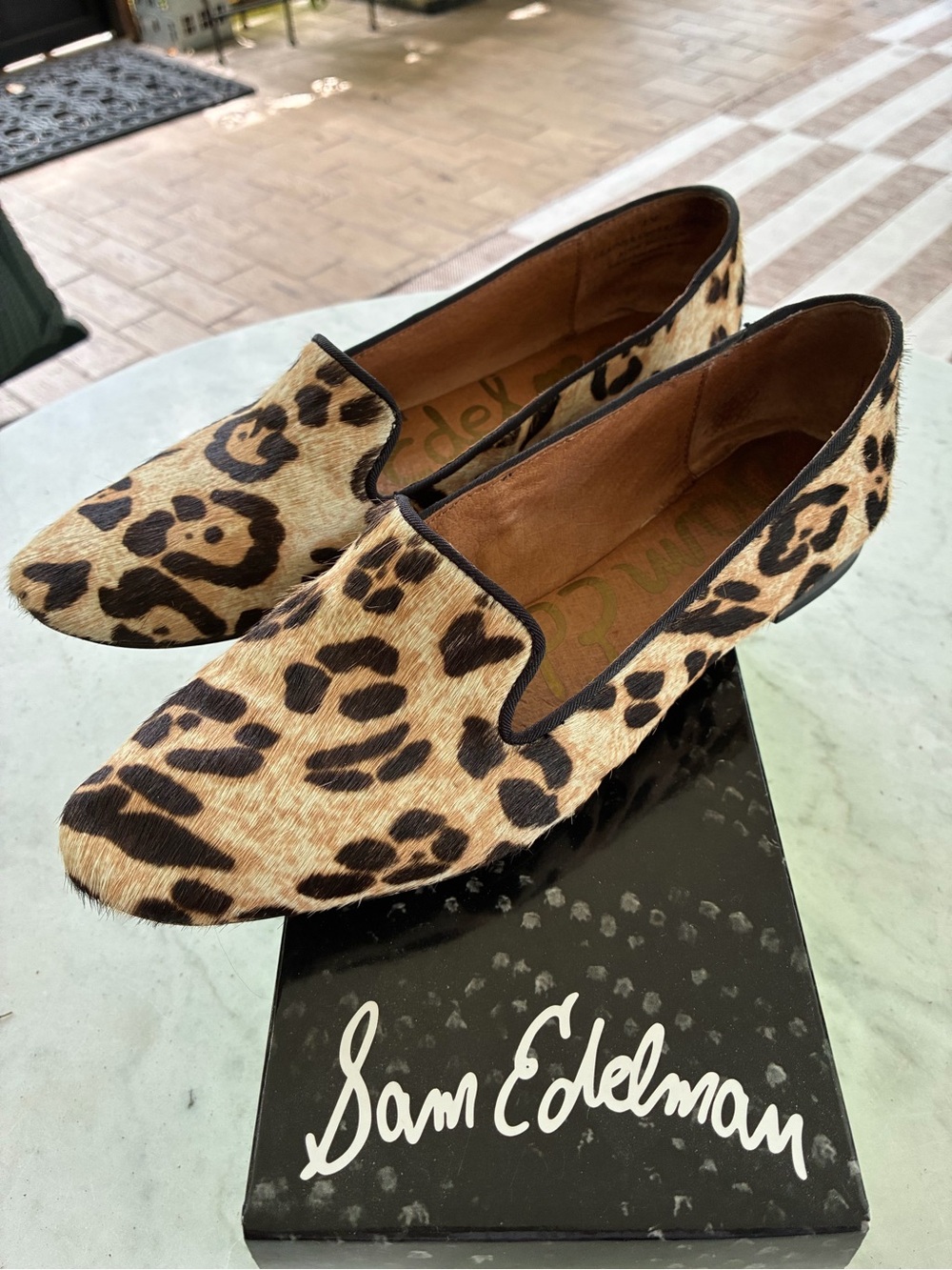 Sam Edelman Leopard-Print Slip-On Flats - Tan, Black